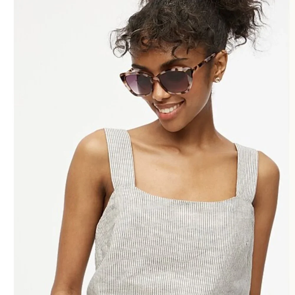 J.Crew Factory White Linen-blend Squareneck Tank Top - Picture 5 of 11